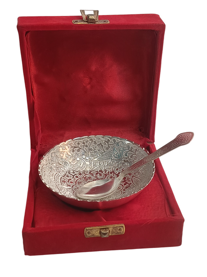 Antique German Silver Plated Bowl and Spoon Set – Timeless Elegance for Dining and Decor