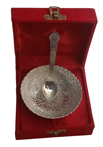 Antique German Silver Plated Bowl and Spoon Set – Timeless Elegance for Dining and Decor