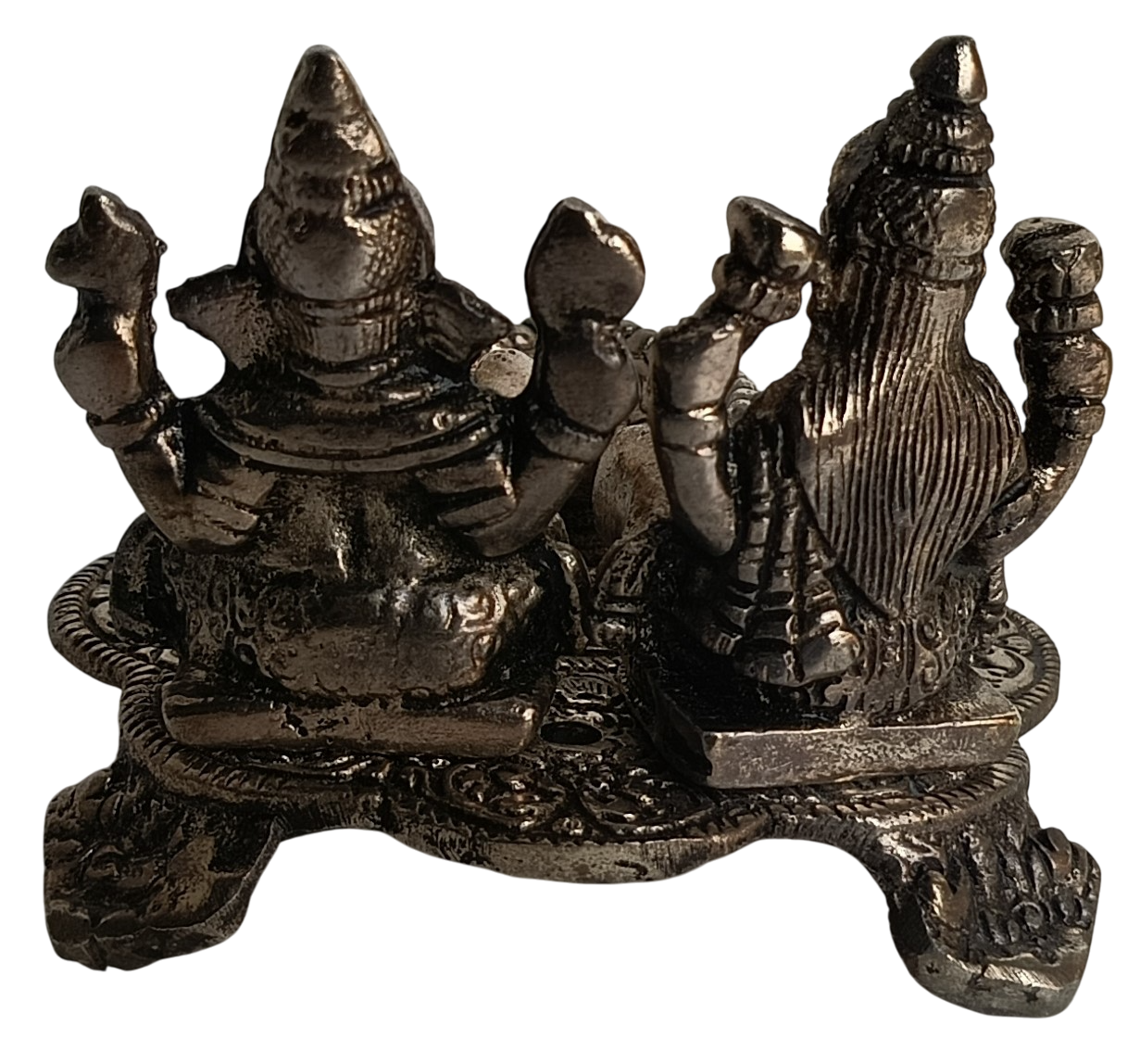 German Silver Lakshmi Ganesh Idol with Diya
