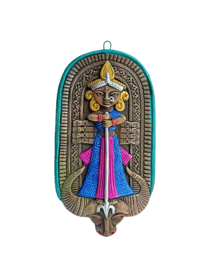 Terracotta Maa Durga Ma Dura Sherawali Maa Wall Hanging Showpiece.