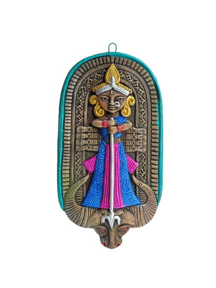Terracotta Maa Durga Ma Dura Sherawali Maa Wall Hanging Showpiece.