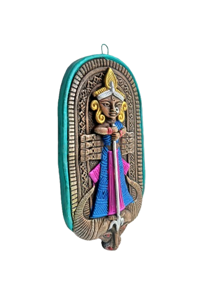 Terracotta Maa Durga Ma Dura Sherawali Maa Wall Hanging Showpiece.