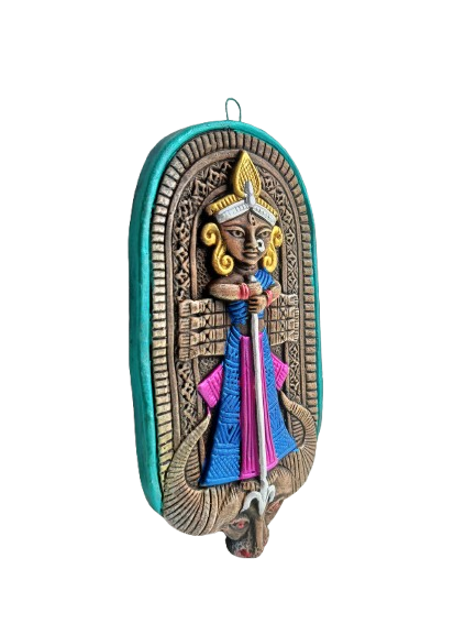 Terracotta Maa Durga Ma Dura Sherawali Maa Wall Hanging Showpiece.