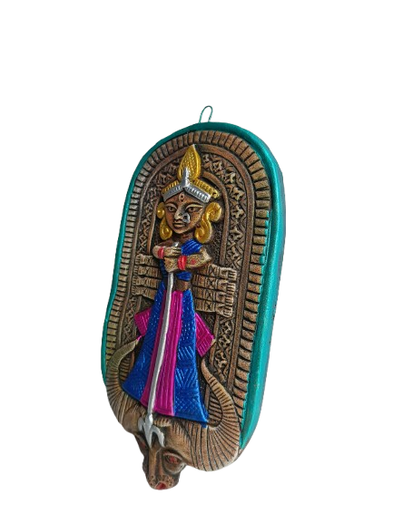 Terracotta Maa Durga Ma Dura Sherawali Maa Wall Hanging Showpiece.