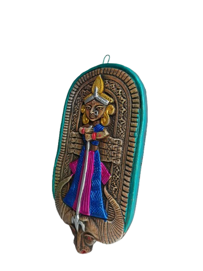 Terracotta Maa Durga Ma Dura Sherawali Maa Wall Hanging Showpiece.