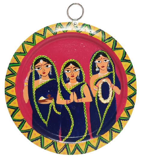 Patachitra Art Aluminium Plate Wall Decor | Handmade Traditional Indian Wall Hanging | Ethnic Home Decor Item