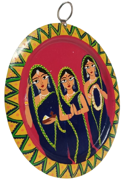 Patachitra Art Aluminium Plate Wall Decor | Handmade Traditional Indian Wall Hanging | Ethnic Home Decor Item