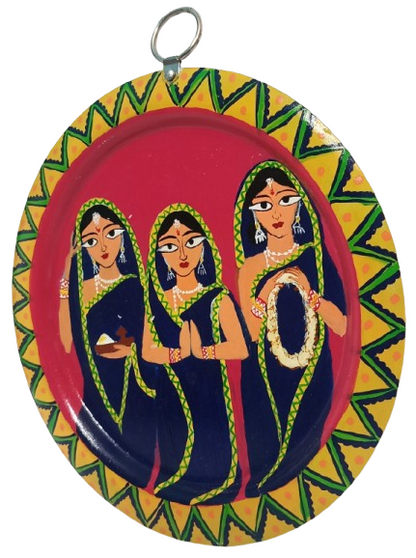 Patachitra Art Aluminium Plate Wall Decor | Handmade Traditional Indian Wall Hanging | Ethnic Home Decor Item