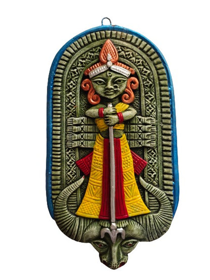 Terracotta Maa Durga Ma Dura Sherawali Maa Wall Hanging Showpiece.