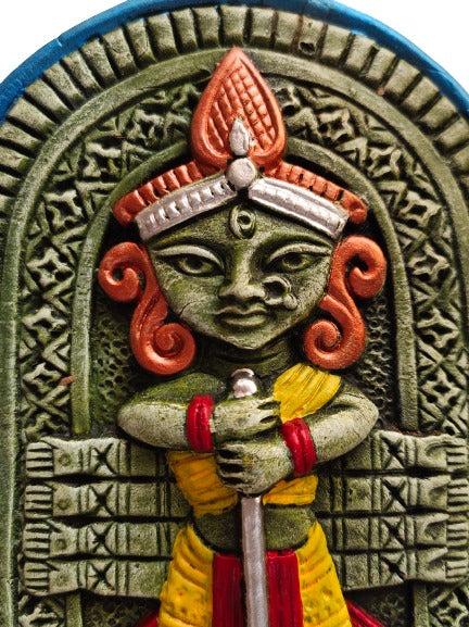 Terracotta Maa Durga Ma Dura Sherawali Maa Wall Hanging Showpiece.