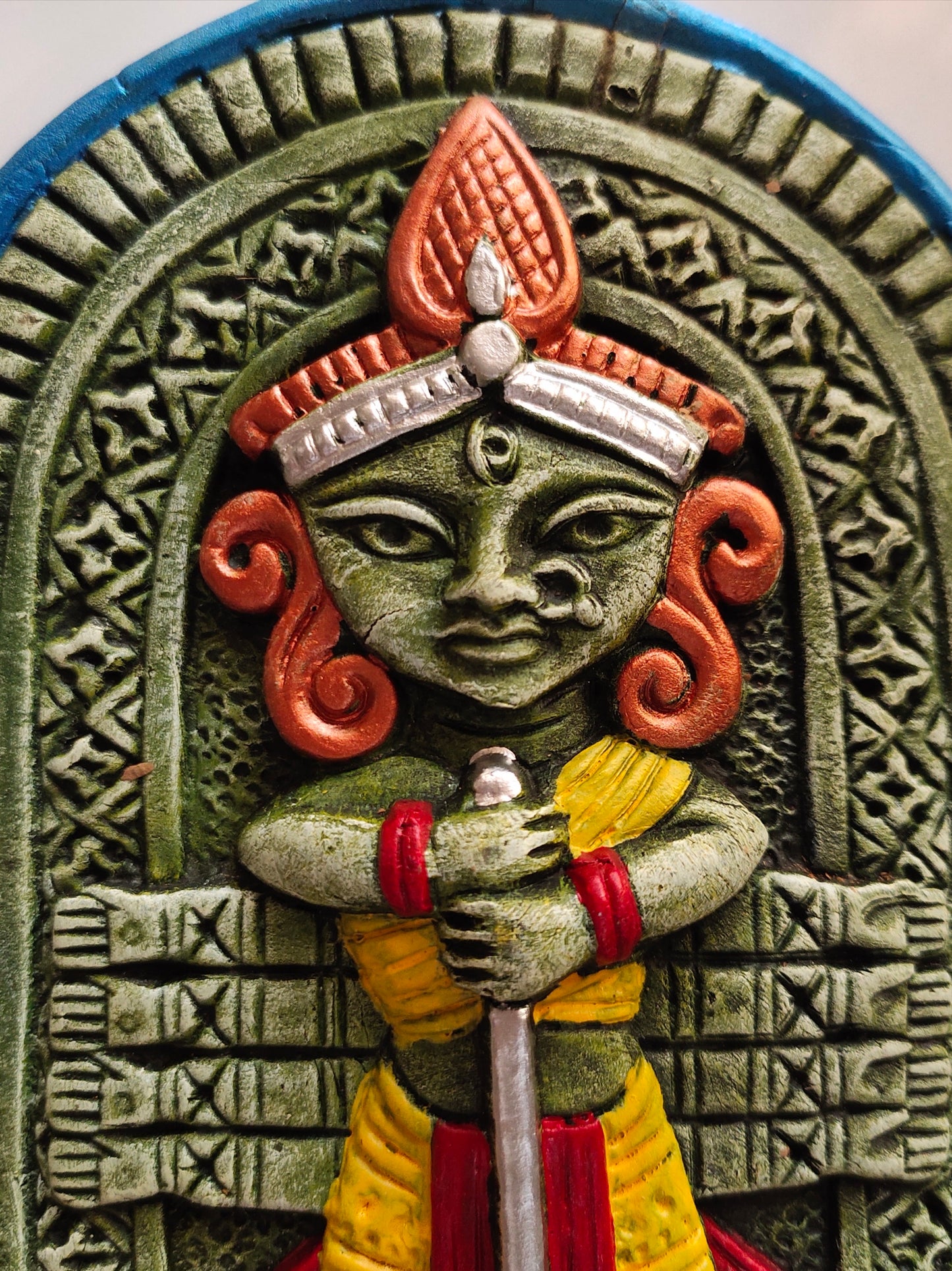 Terracotta Maa Durga Ma Dura Sherawali Maa Wall Hanging Showpiece.