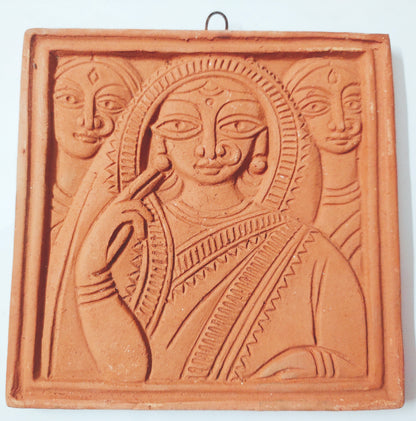 Jamini Roy Terracotta Wall Hanging Showpiece for Home Decor (Medium)