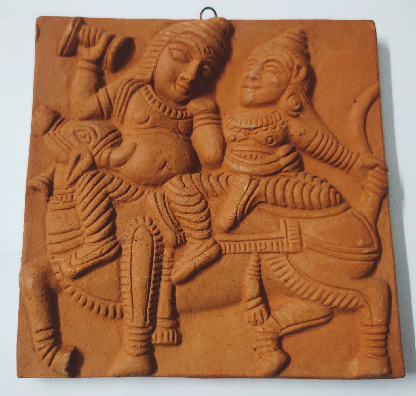 Terracotta Wall Hanging Showpiece for Home Decor Shiv Parvati (Brown, Medium)