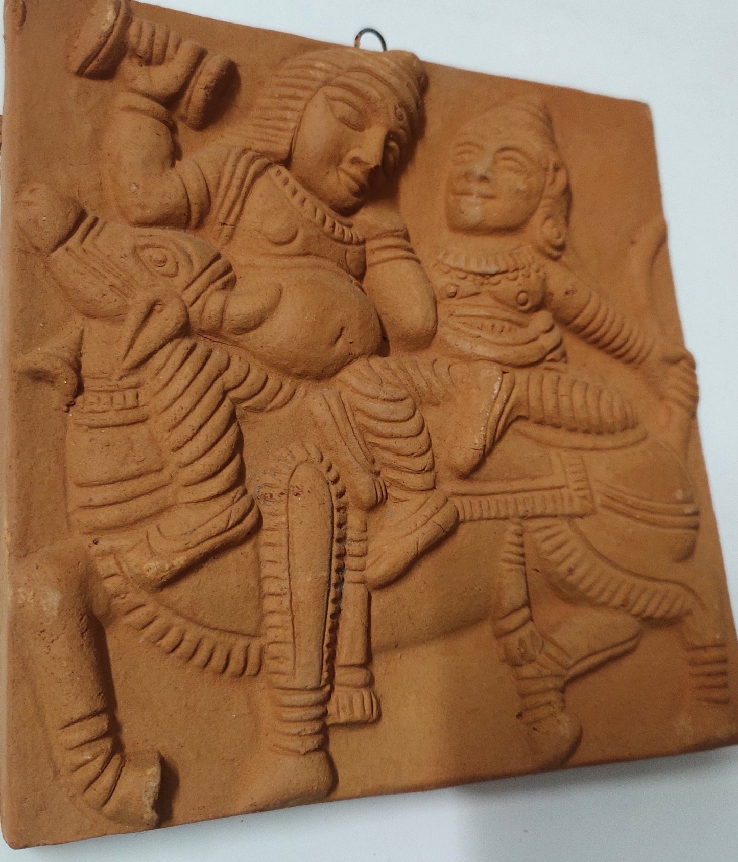 Terracotta Wall Hanging Showpiece for Home Decor Shiv Parvati (Brown, Medium)