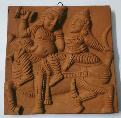 Terracotta Wall Hanging Showpiece for Home Decor Shiv Parvati (Brown, Medium)