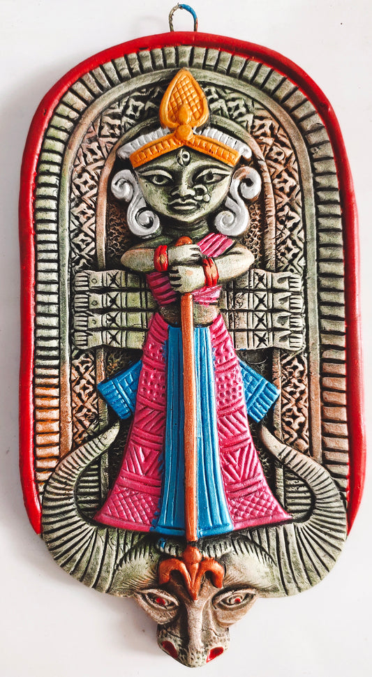 Terracotta Maa Durga Ma Dura Sherawali Maa Wall Hanging Showpiece.