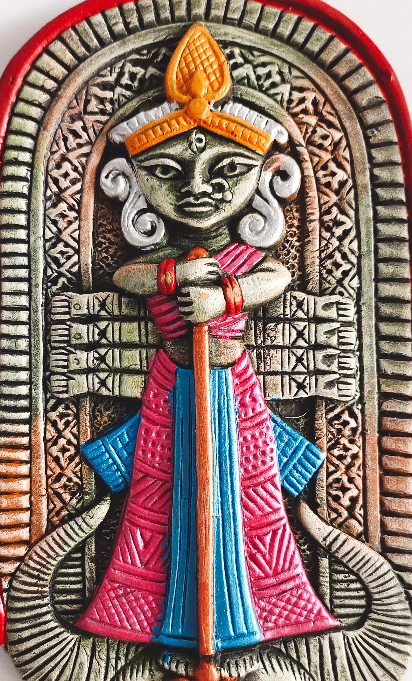 Terracotta Maa Durga Ma Dura Sherawali Maa Wall Hanging Showpiece.