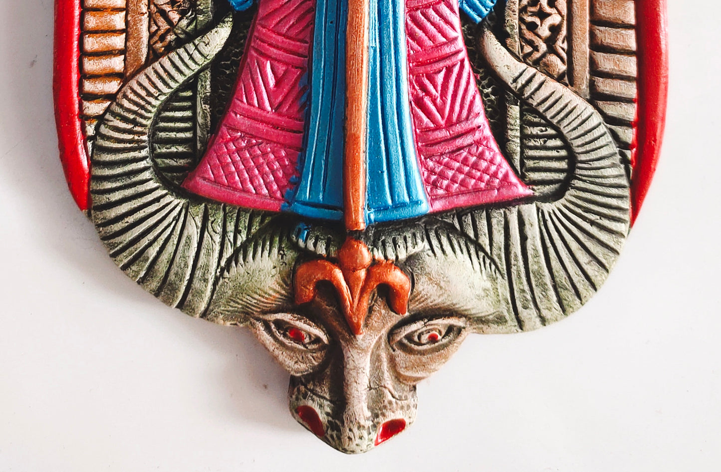 Terracotta Maa Durga Ma Dura Sherawali Maa Wall Hanging Showpiece.