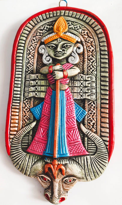 Terracotta Maa Durga Ma Dura Sherawali Maa Wall Hanging Showpiece.