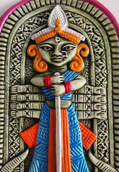 Terracotta Maa Durga Ma Dura Sherawali Maa Wall Hanging Showpiece.