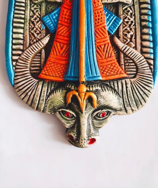 Terracotta Maa Durga Ma Dura Sherawali Maa Wall Hanging Showpiece.