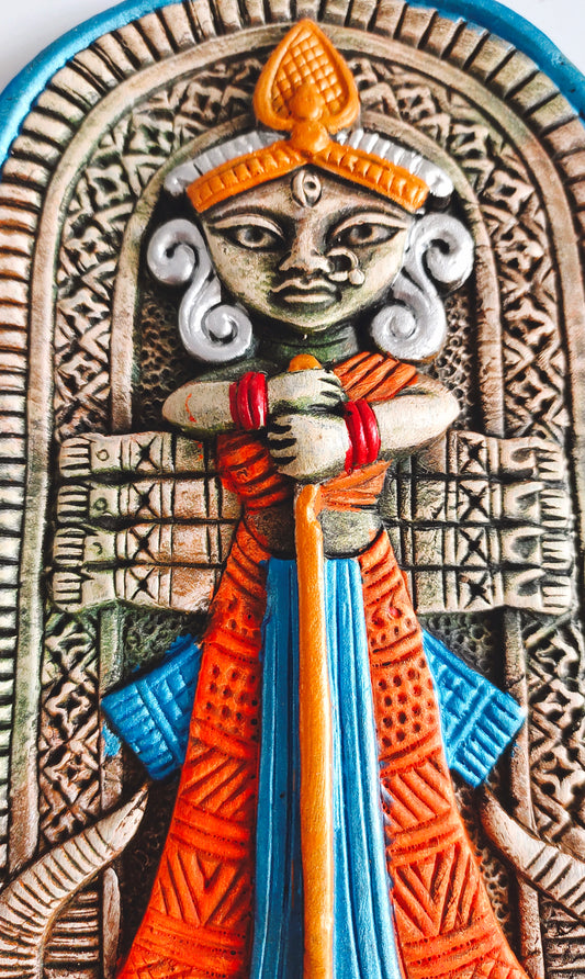 Terracotta Maa Durga Ma Dura Sherawali Maa Wall Hanging Showpiece.