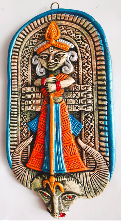 Terracotta Maa Durga Ma Dura Sherawali Maa Wall Hanging Showpiece.