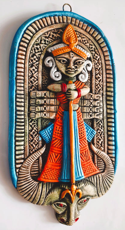 Terracotta Maa Durga Ma Dura Sherawali Maa Wall Hanging Showpiece.