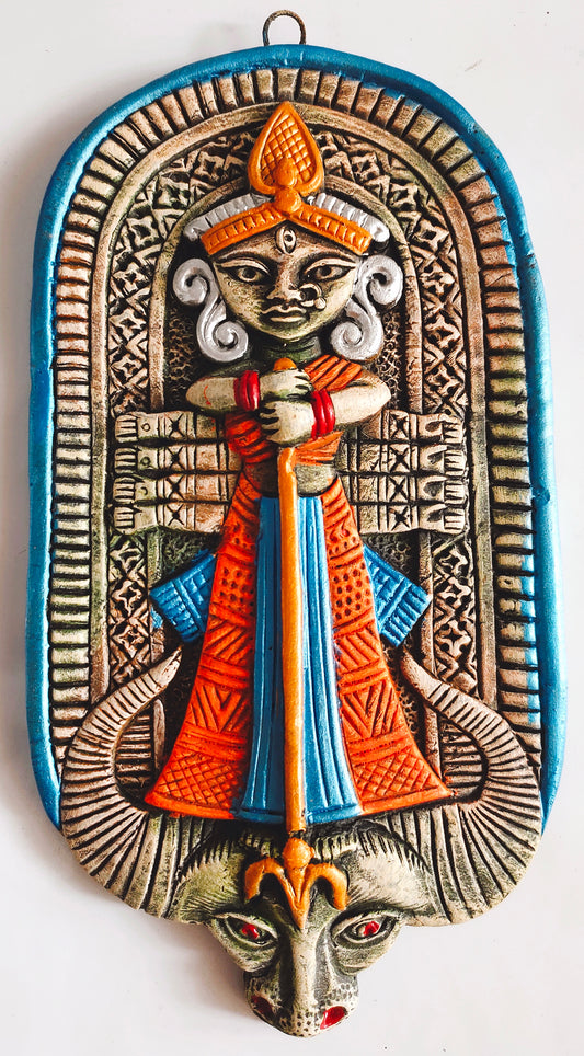 Terracotta Maa Durga Ma Dura Sherawali Maa Wall Hanging Showpiece.
