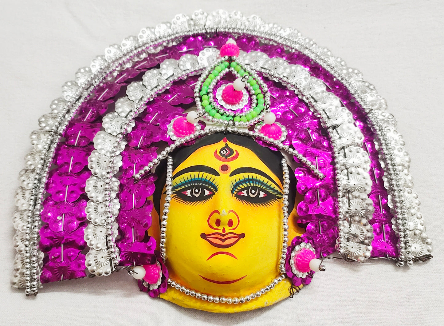 Mukherjee Handicrafts| Devi Durga Chhau Mask – Design | Handmade Durga Ma| Decorative Showpiece & Wall Hanging, Large