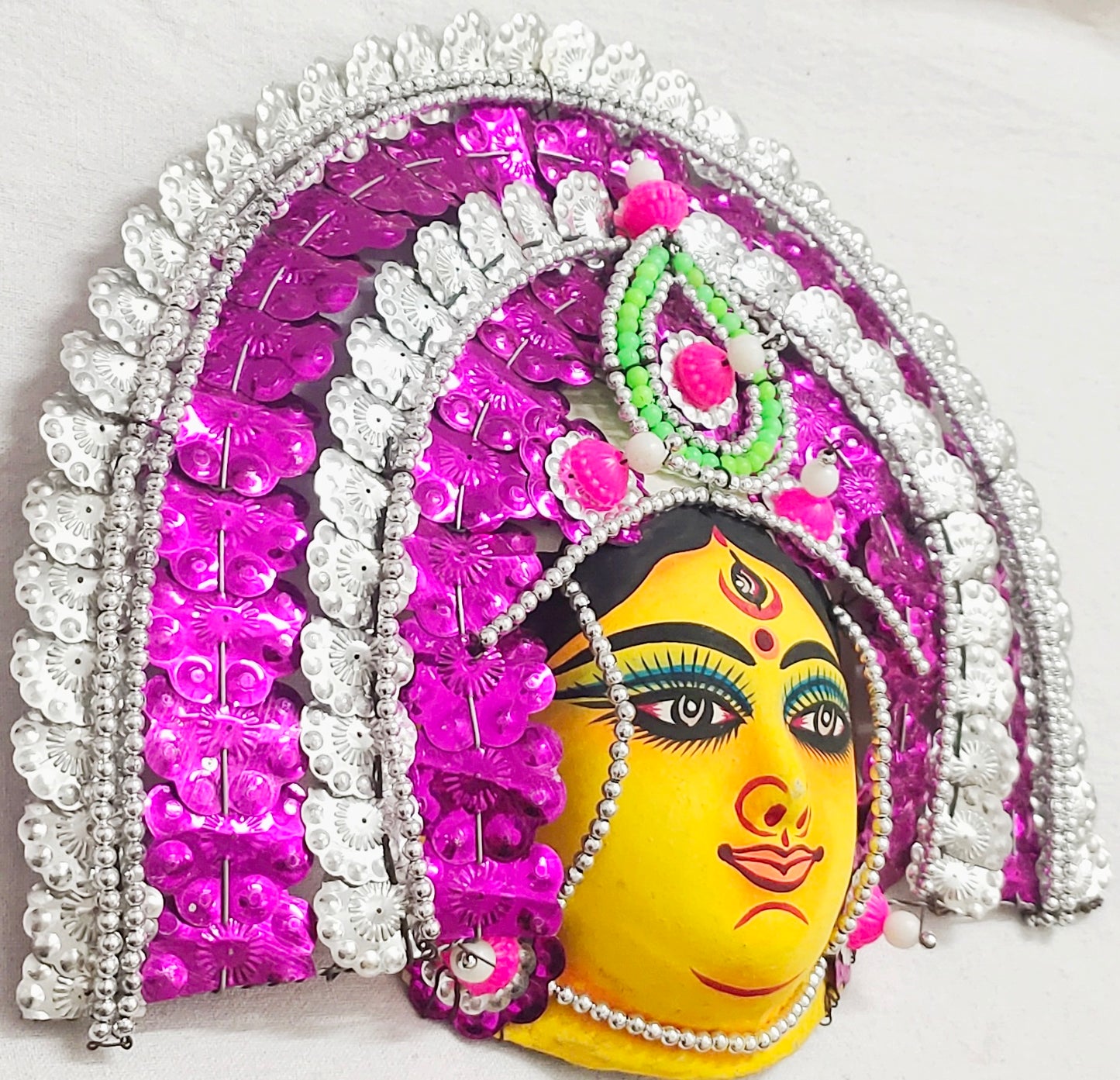 Mukherjee Handicrafts| Devi Durga Chhau Mask – Design | Handmade Durga Ma| Decorative Showpiece & Wall Hanging, Large