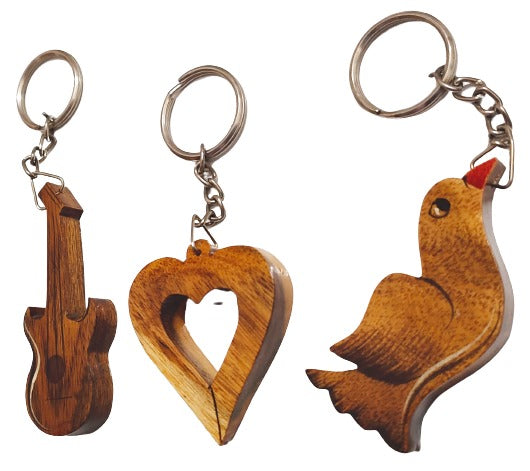 Key Chains Set of 3( Wood ).