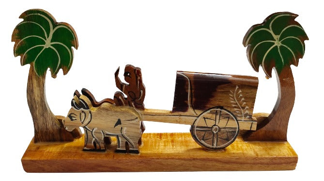 Wooden Handicrafts Farmar Cow cart Showpiece