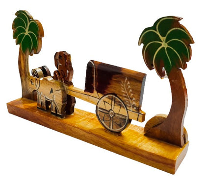 Wooden Handicrafts Farmar Cow cart Showpiece