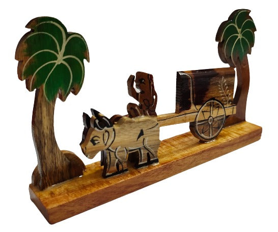 Wooden Handicrafts Farmar Cow cart Showpiece