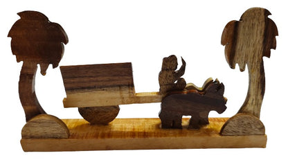 Wooden Handicrafts Farmar Cow cart Showpiece