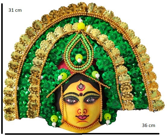 Mukherjee Handicrafts| Devi Durga Chhau Mask – Design | Handmade Durga Ma,.| Decorative Showpiece & Wall Hanging, Large