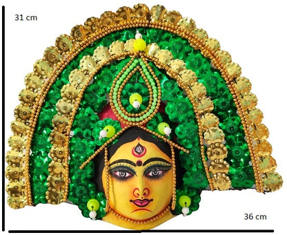 Mukherjee Handicrafts| Devi Durga Chhau Mask – Design | Handmade Durga Ma,.| Decorative Showpiece & Wall Hanging, Large