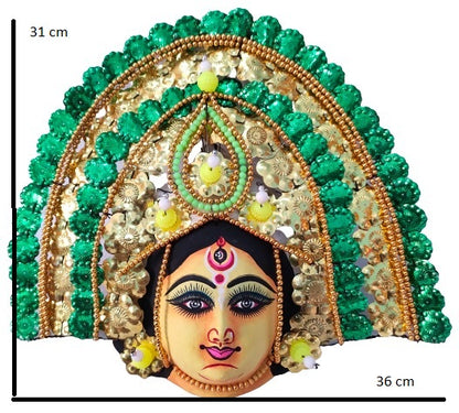 Mukherjee Handicrafts| Devi Durga Chhau Mask – Design | Handmade Durga Ma.| Decorative Showpiece & Wall Hanging, Large