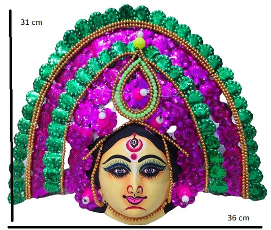 Mukherjee Handicrafts| Devi Durga Chhau Mask – Design | Handmade Durga Ma,| Decorative Showpiece & Wall Hanging, Large