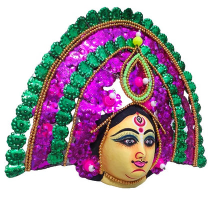 Mukherjee Handicrafts| Devi Durga Chhau Mask – Design | Handmade Durga Ma,| Decorative Showpiece & Wall Hanging, Large