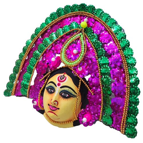 Mukherjee Handicrafts| Devi Durga Chhau Mask – Design | Handmade Durga Ma,| Decorative Showpiece & Wall Hanging, Large