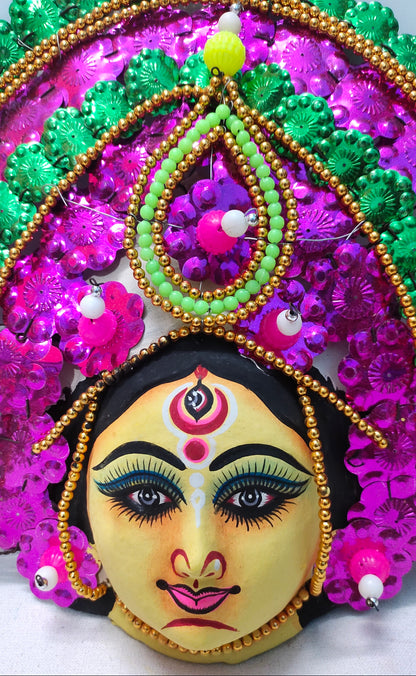 Mukherjee Handicrafts| Devi Durga Chhau Mask – Design | Handmade Durga Ma,| Decorative Showpiece & Wall Hanging, Large