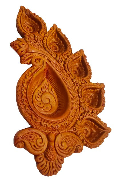 Traditional Handmade Terracotta Diya for Festive Decorations - Mukherjee Handicrafts ( Pack of 2 )