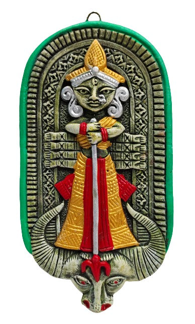 Terracotta Maa Durga Ma Dura Sherawali Maa Wall Hanging Showpiece.