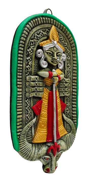 Terracotta Maa Durga Ma Dura Sherawali Maa Wall Hanging Showpiece.