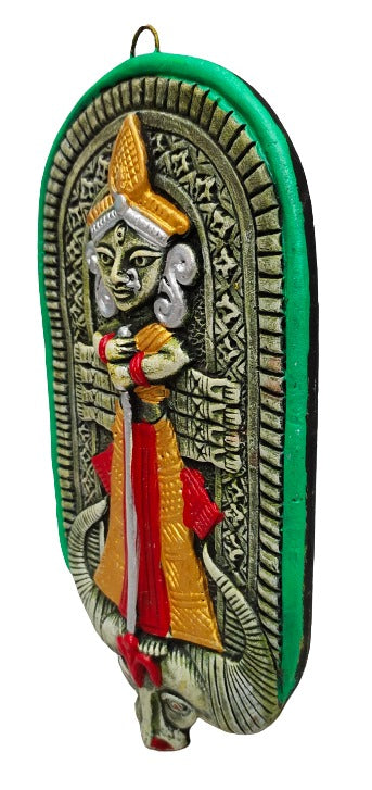 Terracotta Maa Durga Ma Dura Sherawali Maa Wall Hanging Showpiece.