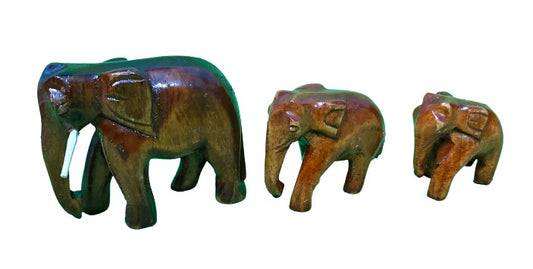 Home Decorative Wooden Elephant Statue Showpiece Gift Set of 3