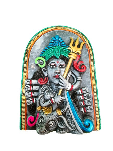 Terracotta Maa Durga Sherawali Maa Wall Hanging Showpiece for Home Décor