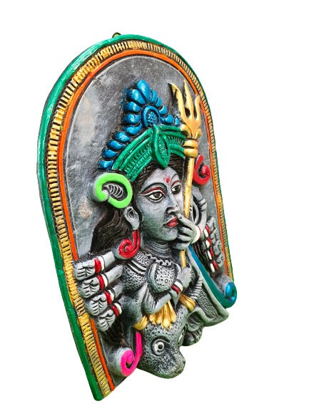 Terracotta Maa Durga Sherawali Maa Wall Hanging Showpiece for Home Décor